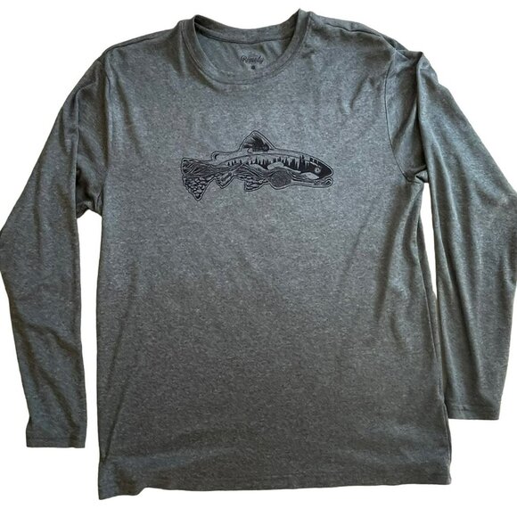 Remedy Provisions Gray Long Sleeve Fish Decal Men's Shirt Size L - Picture 4 of 6